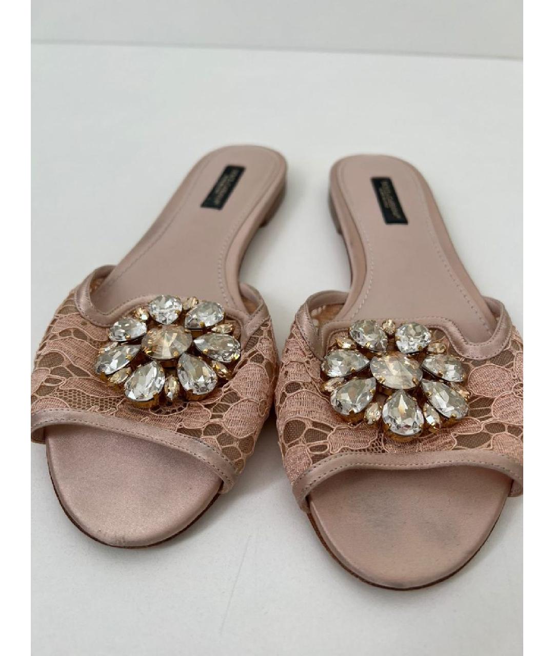 DOLCE&GABBANA Розовые текстильные шлепанцы, фото 8