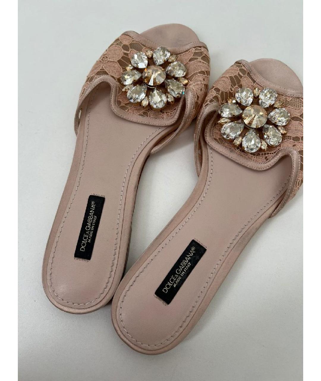DOLCE&GABBANA Розовые текстильные шлепанцы, фото 4