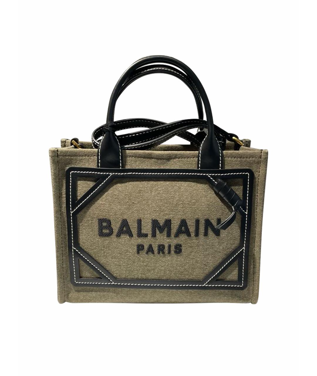 BALMAIN Хаки хлопковая сумка через плечо, фото 1