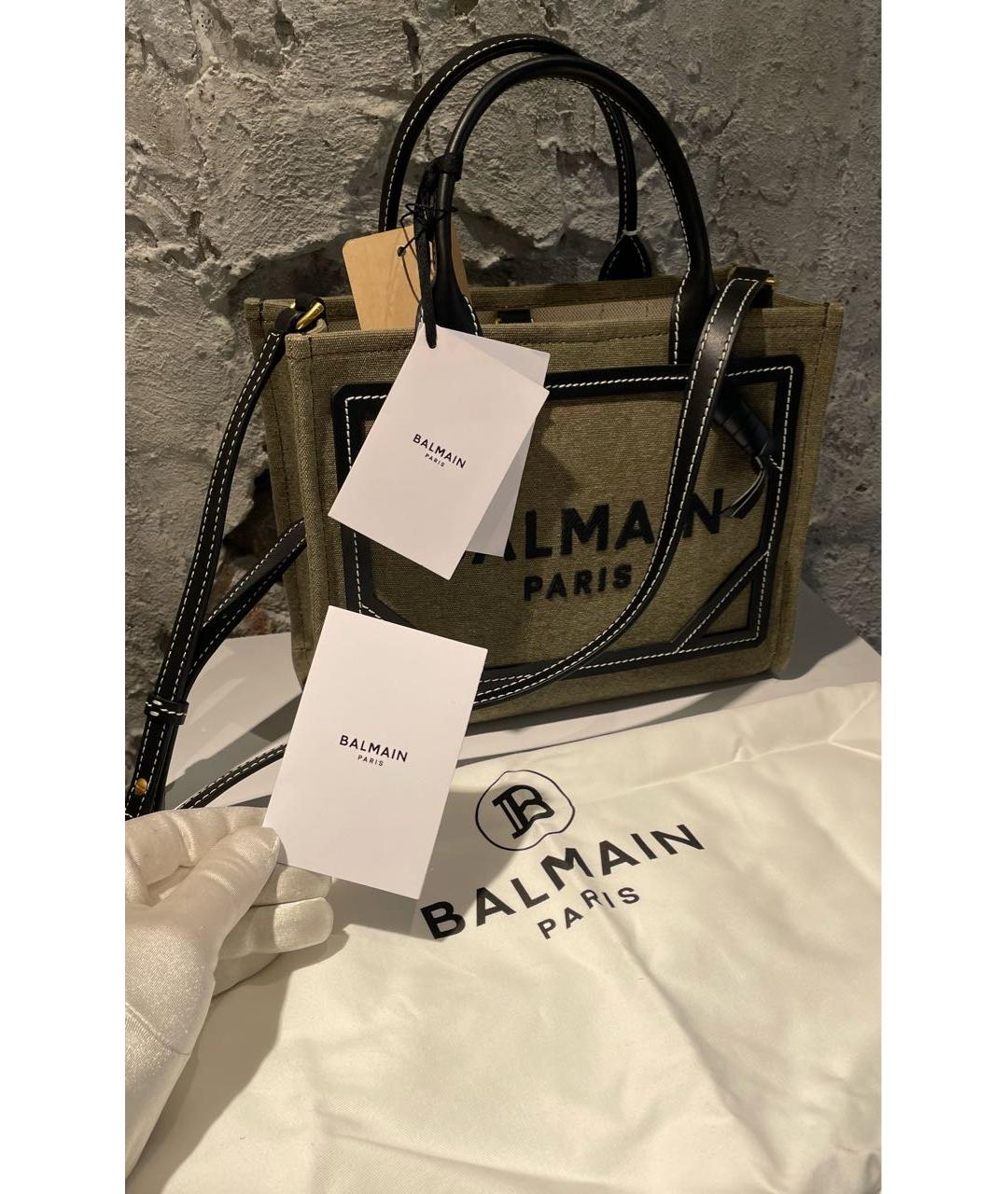 BALMAIN Хаки хлопковая сумка через плечо, фото 7