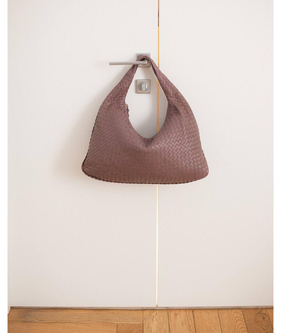 BOTTEGA VENETA Бордовая кожаная сумка с короткими ручками, фото 5