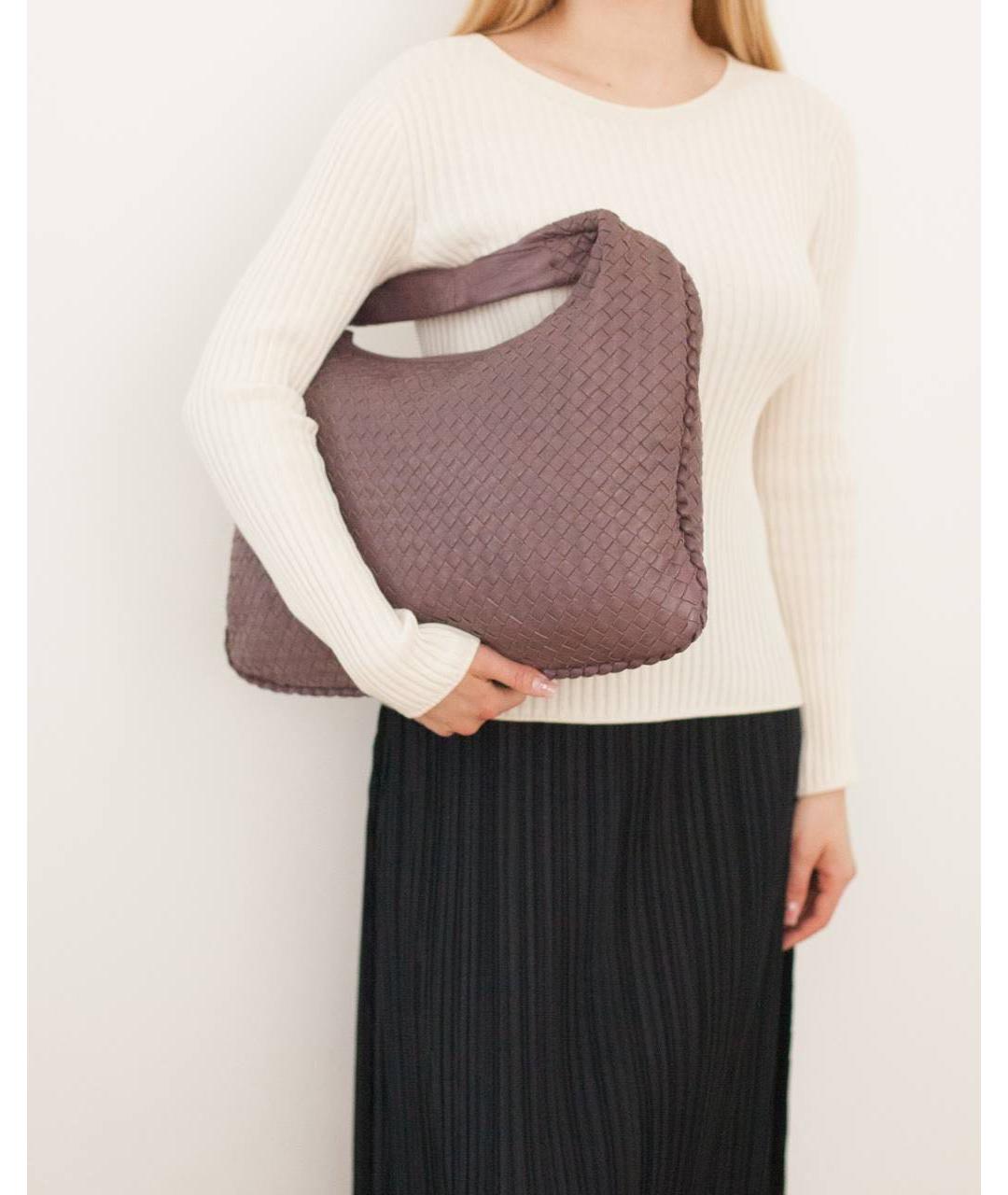 BOTTEGA VENETA Бордовая кожаная сумка с короткими ручками, фото 2