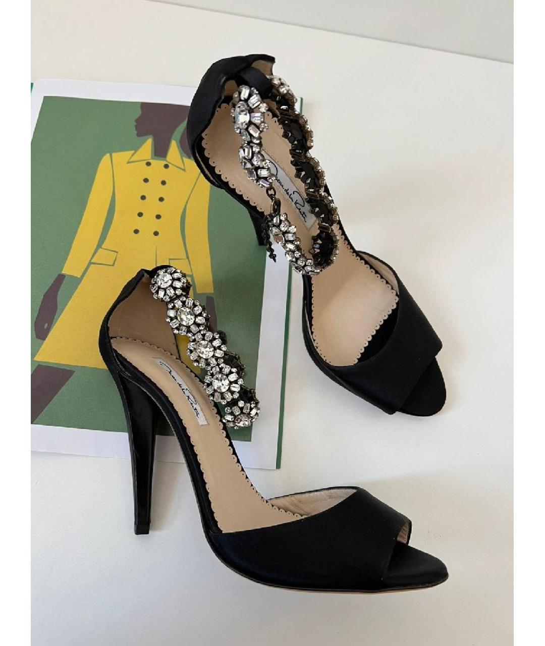 OSCAR DE LA RENTA Черные текстильные босоножки, фото 7
