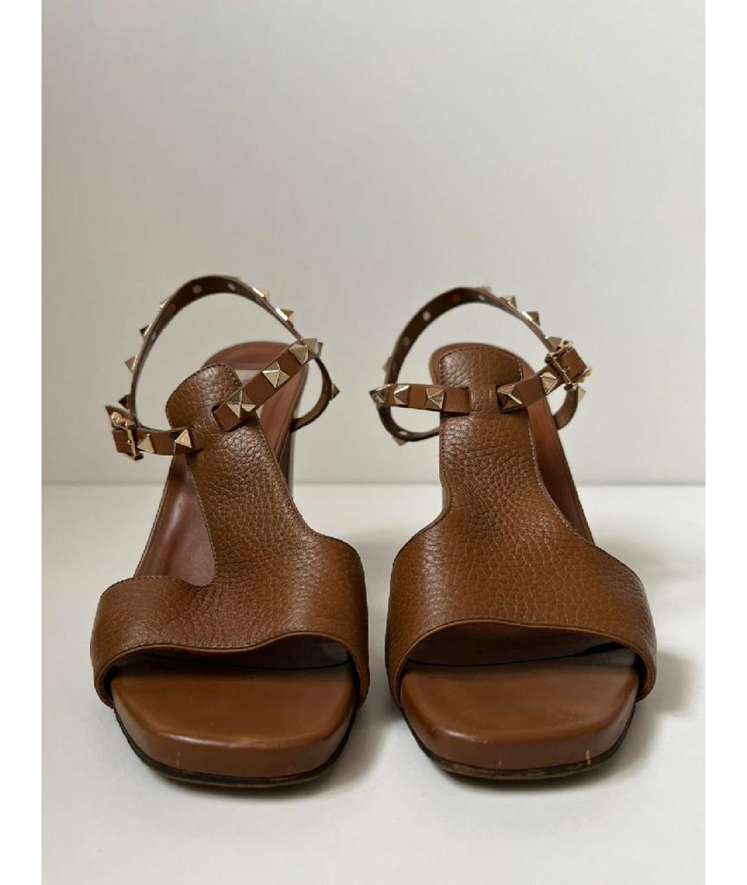 VALENTINO Коричневые кожаные босоножки, фото 2