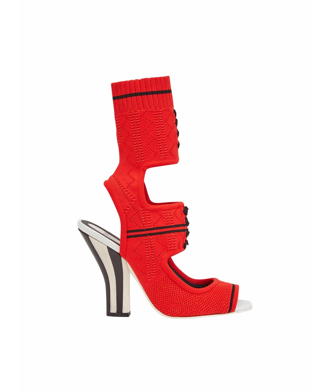 FENDI Бордовые текстильные босоножки, фото 1