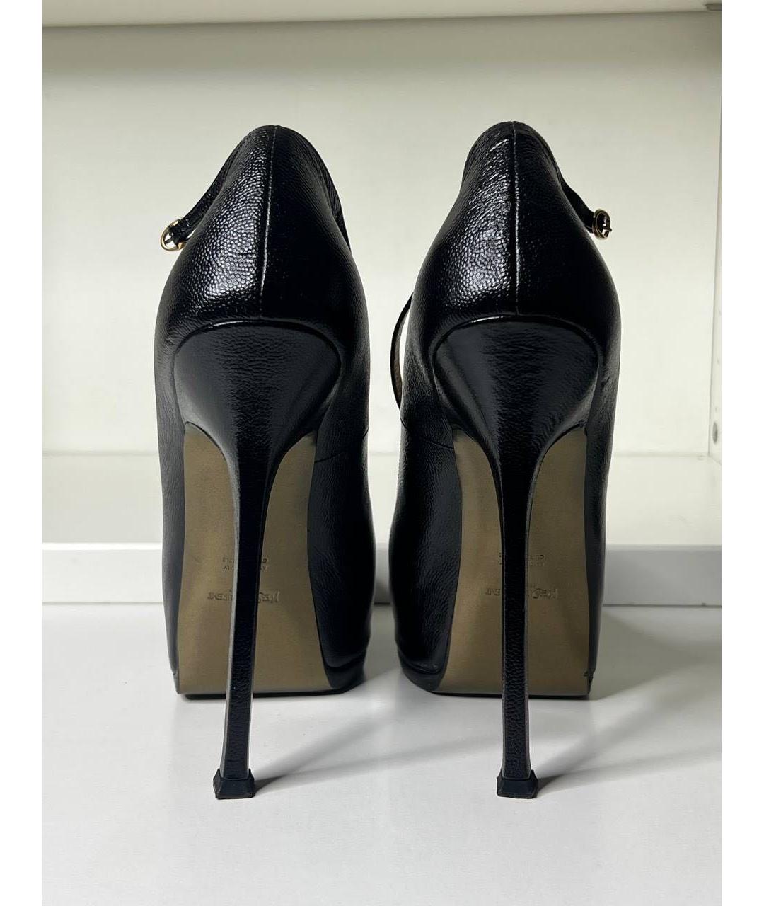 SAINT LAURENT Черные кожаные туфли, фото 4