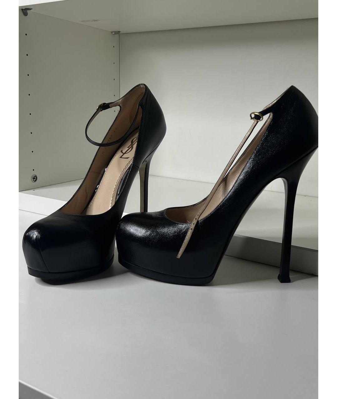 SAINT LAURENT Черные кожаные туфли, фото 5