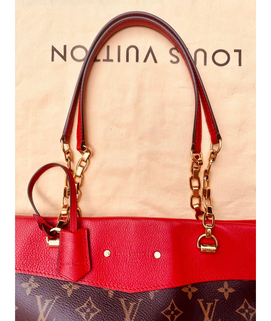 LOUIS VUITTON Красная сумка тоут, фото 5
