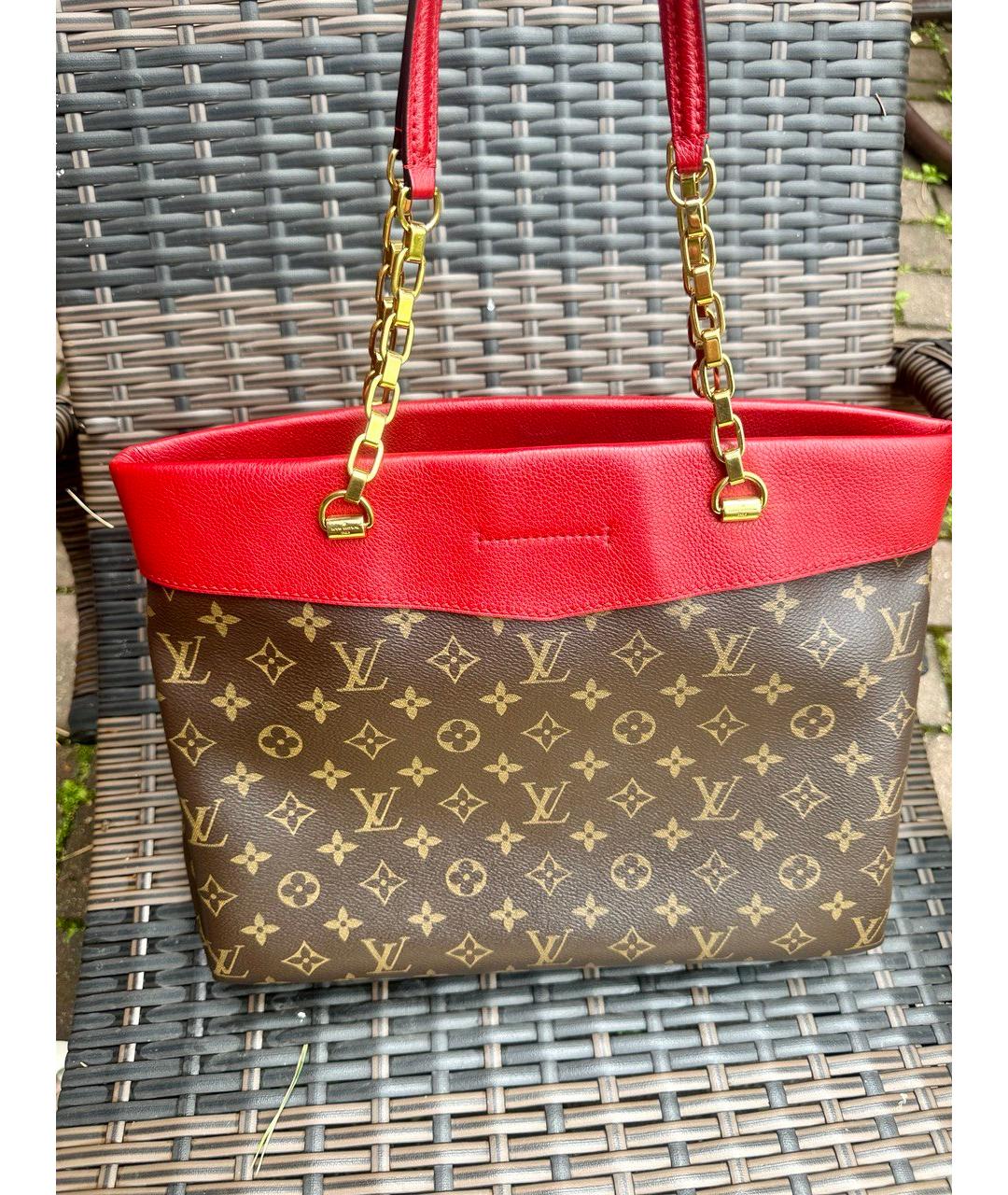 LOUIS VUITTON Красная сумка тоут, фото 3