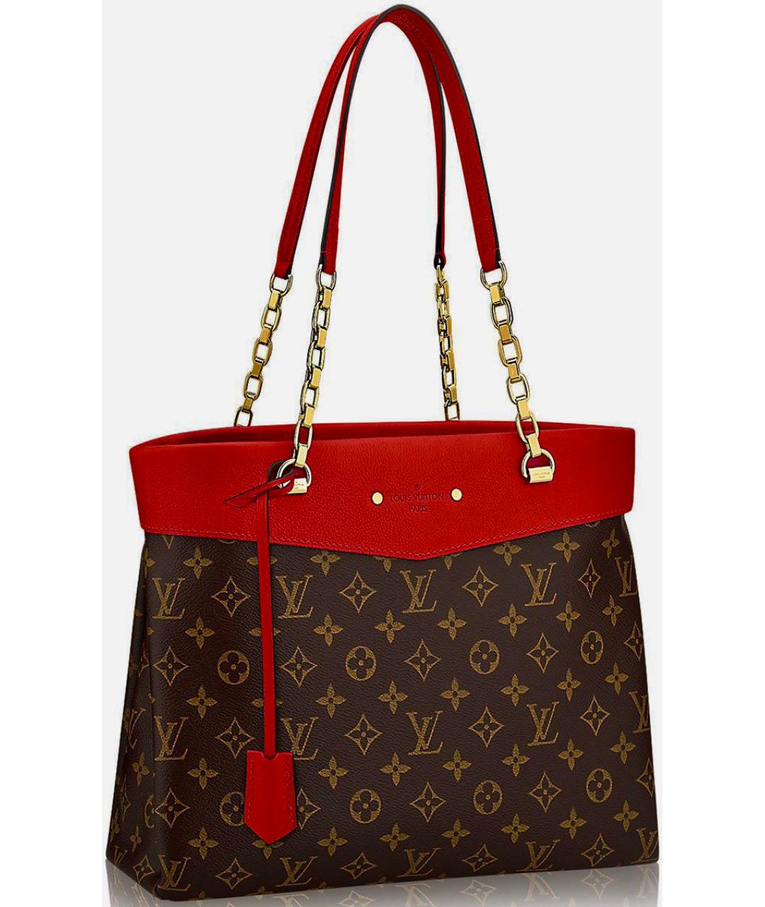 LOUIS VUITTON Красная сумка тоут, фото 9