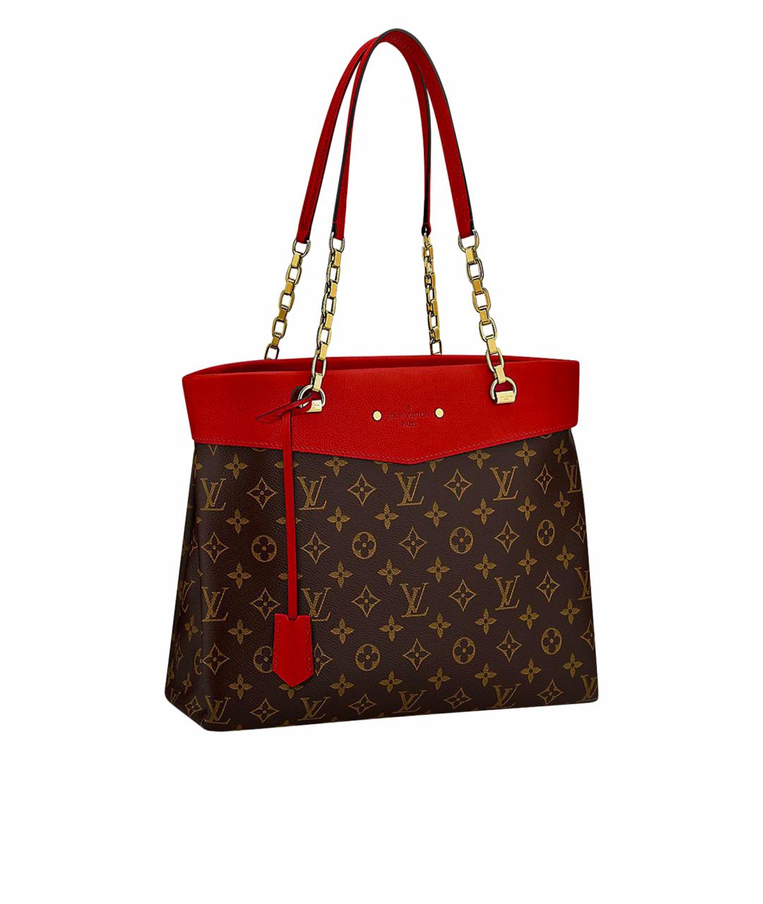 LOUIS VUITTON Красная сумка тоут, фото 1