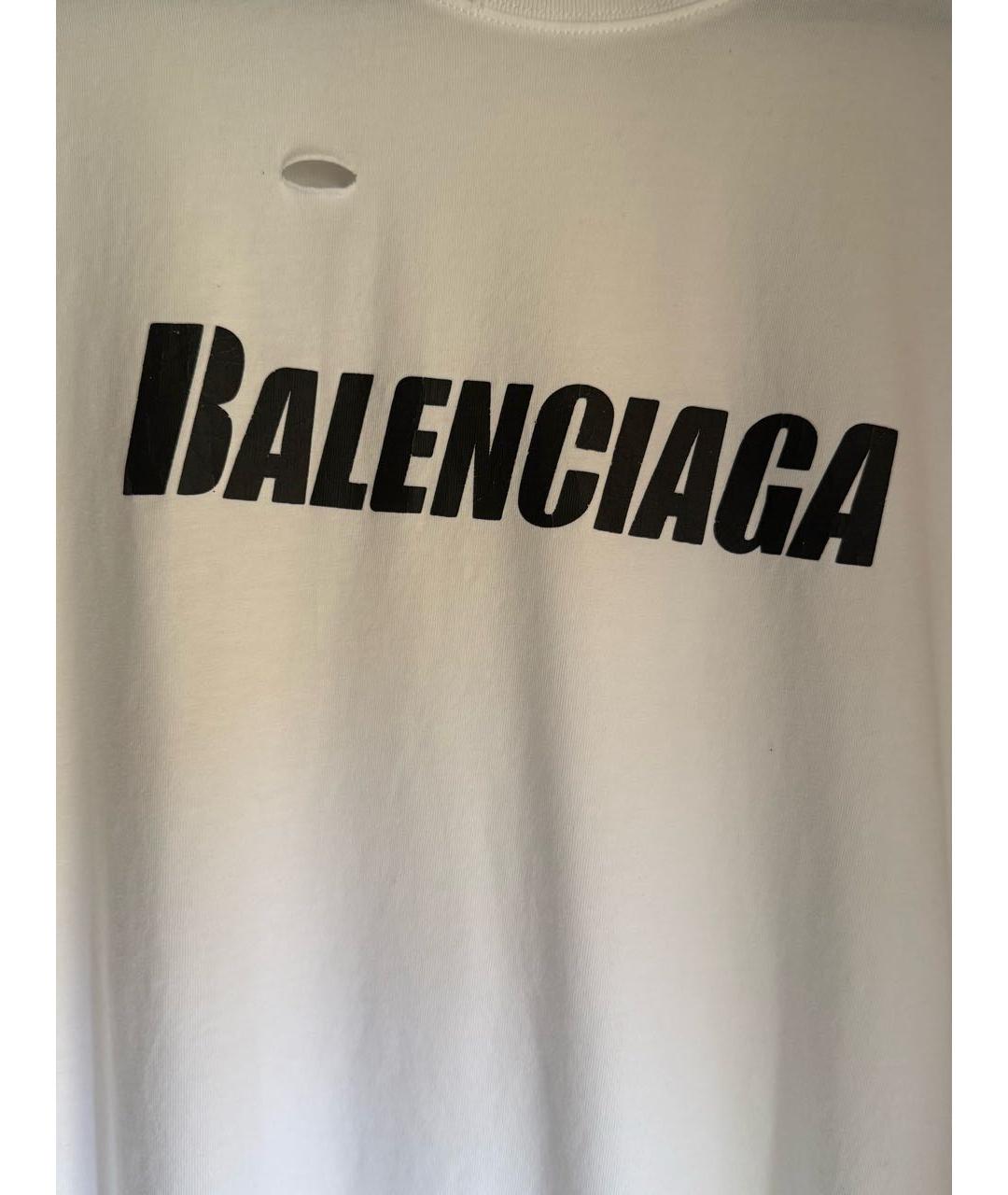 BALENCIAGA Белая хлопковая футболка, фото 4
