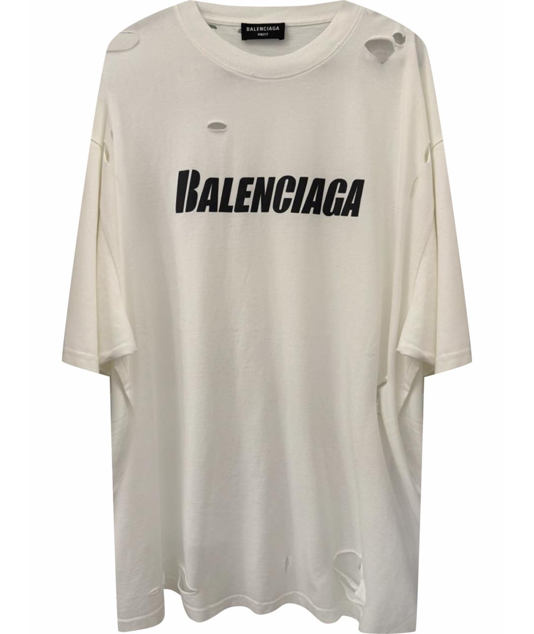 BALENCIAGA Белая хлопковая футболка, фото 1