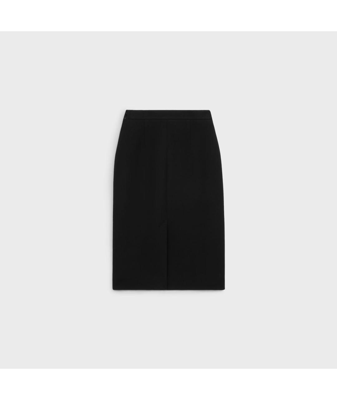CELINE Черная шерстяная юбка миди, фото 2