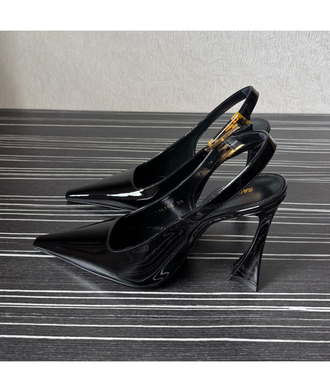 SAINT LAURENT Черные туфли из лакированной кожи, фото 2