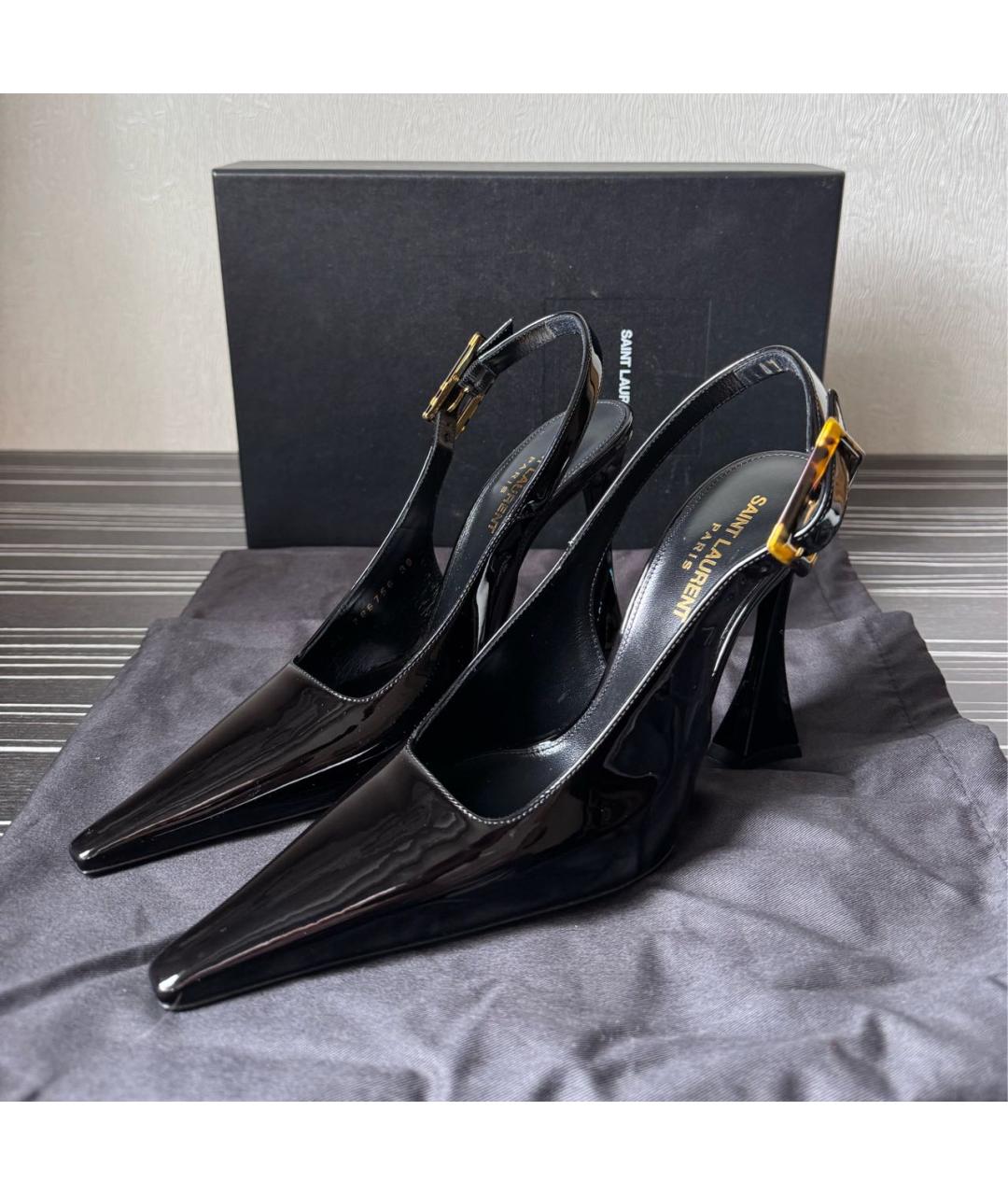 SAINT LAURENT Черные туфли из лакированной кожи, фото 3