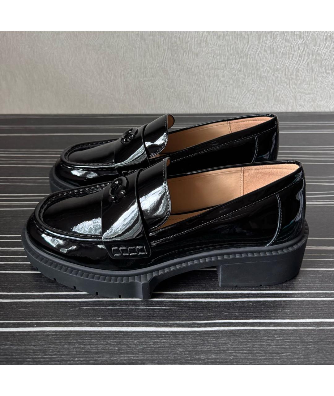 COACH Черные лоферы из лакированной кожи, фото 2