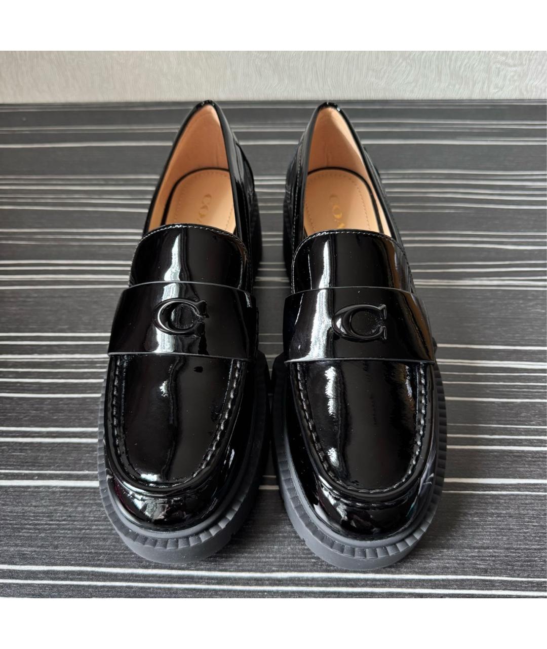 COACH Черные лоферы из лакированной кожи, фото 3