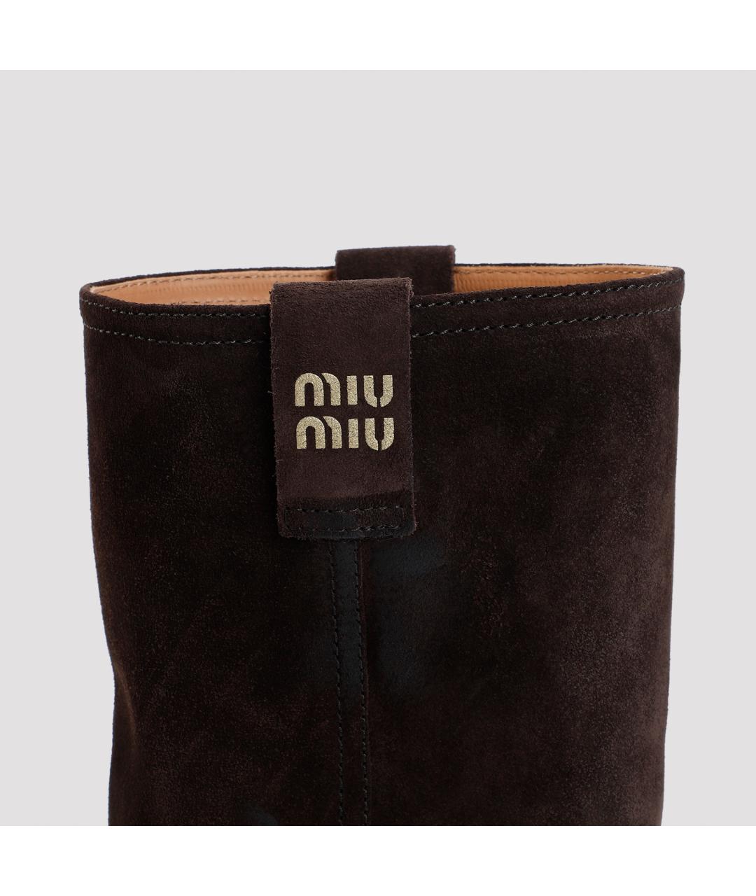 MIU MIU Коричневые кожаные ботинки, фото 6