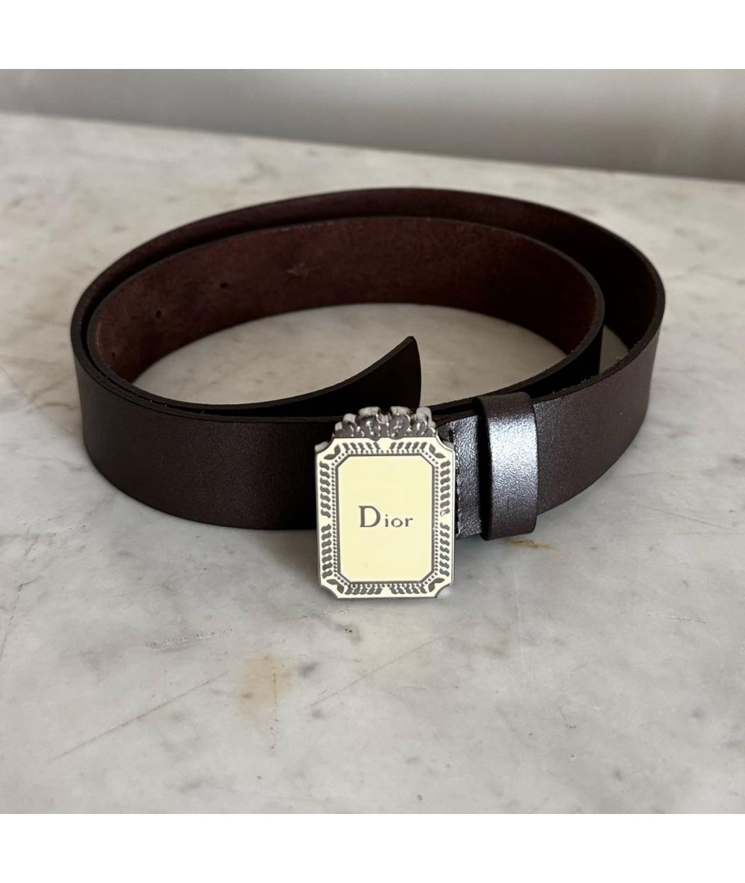 CHRISTIAN DIOR Коричневый кожаный ремень, фото 5