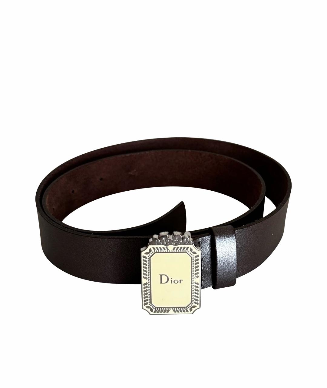 CHRISTIAN DIOR Коричневый кожаный ремень, фото 1