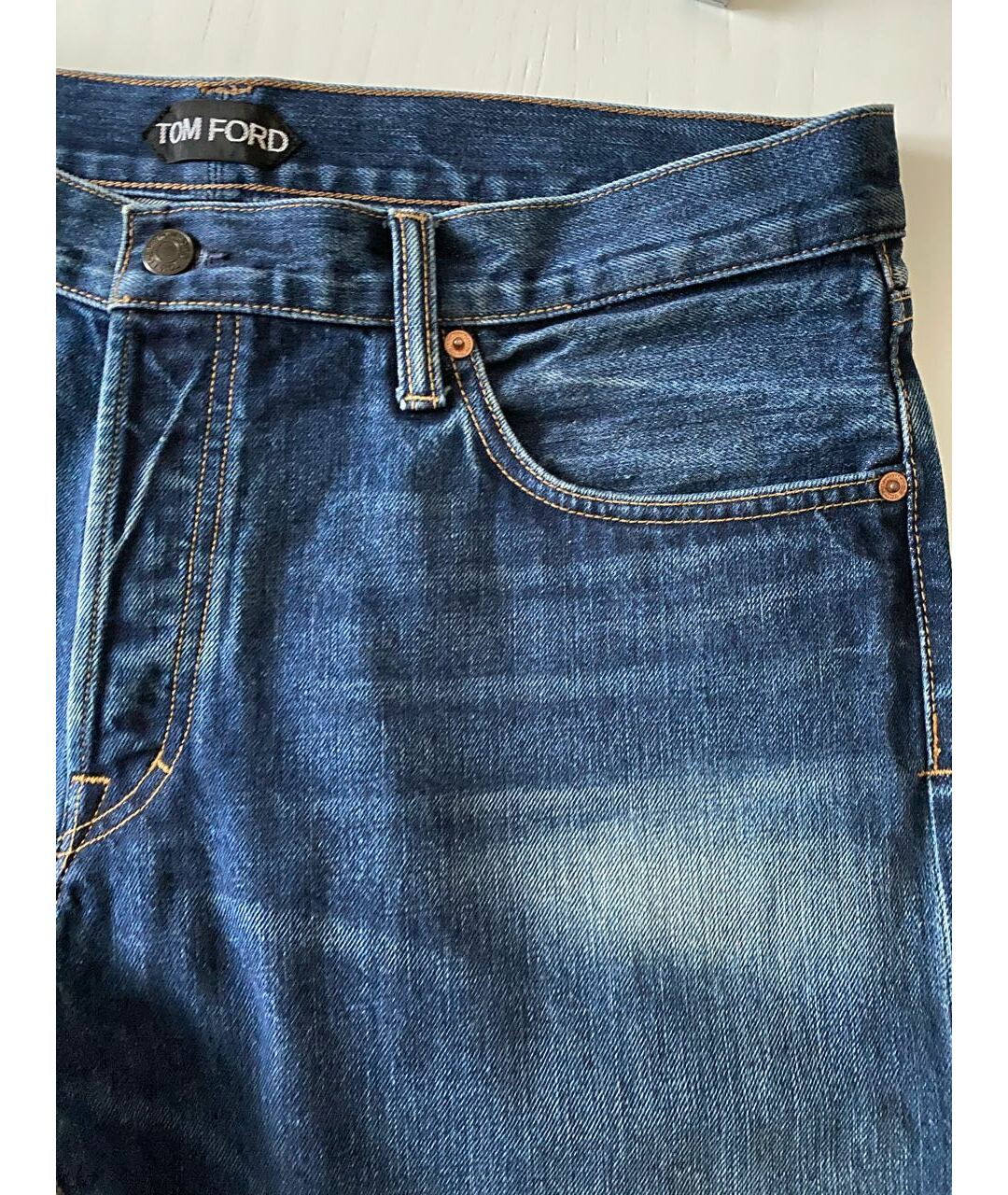 TOM FORD Синие хлопковые прямые джинсы, фото 4