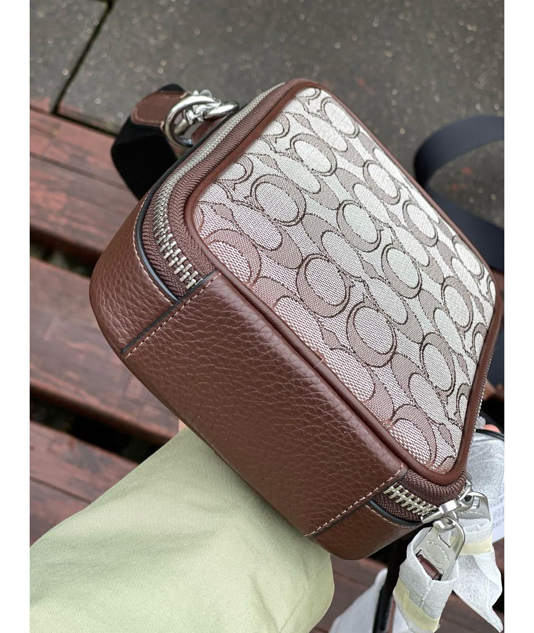 COACH Коричневая кожаная барсетка, фото 6