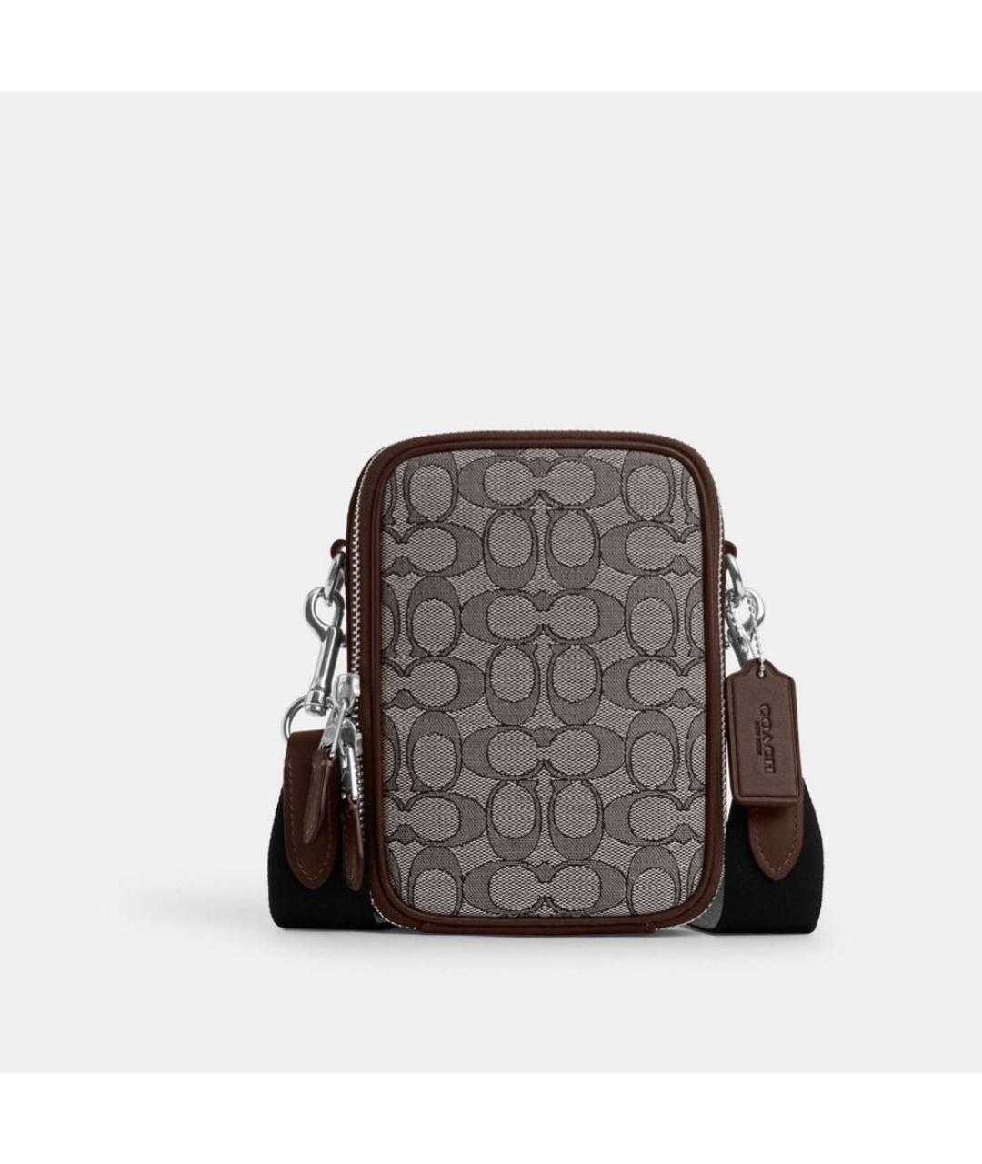 COACH Коричневая кожаная барсетка, фото 8