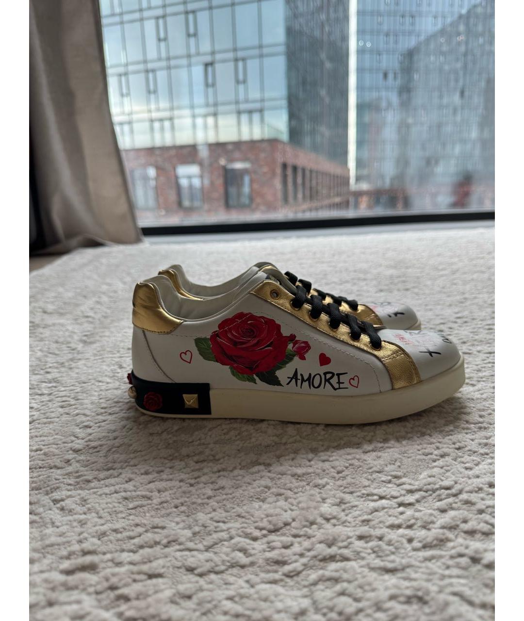 DOLCE & GABBANA KIDS Белые кожаные кеды, фото 5