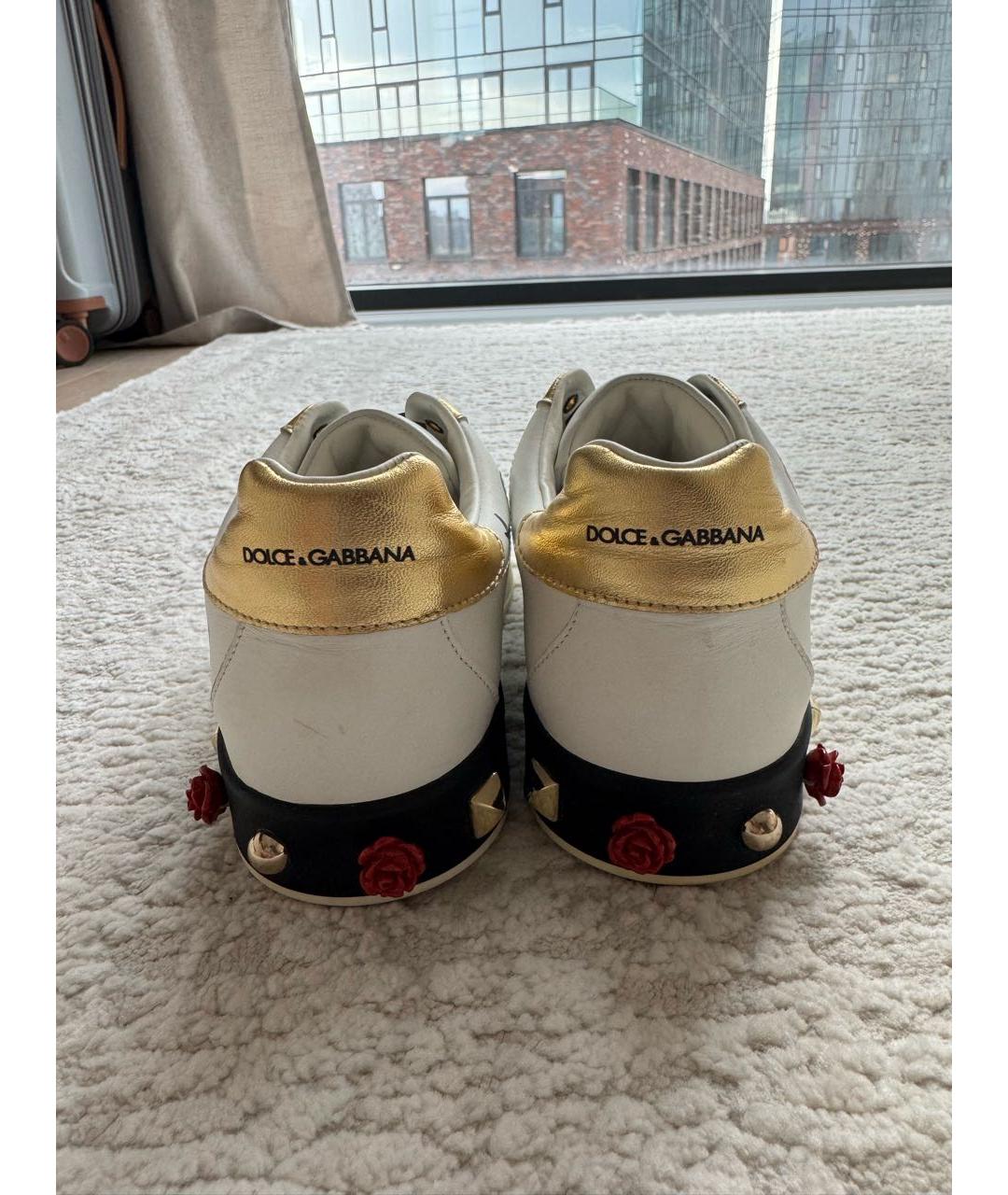 DOLCE & GABBANA KIDS Белые кожаные кеды, фото 4