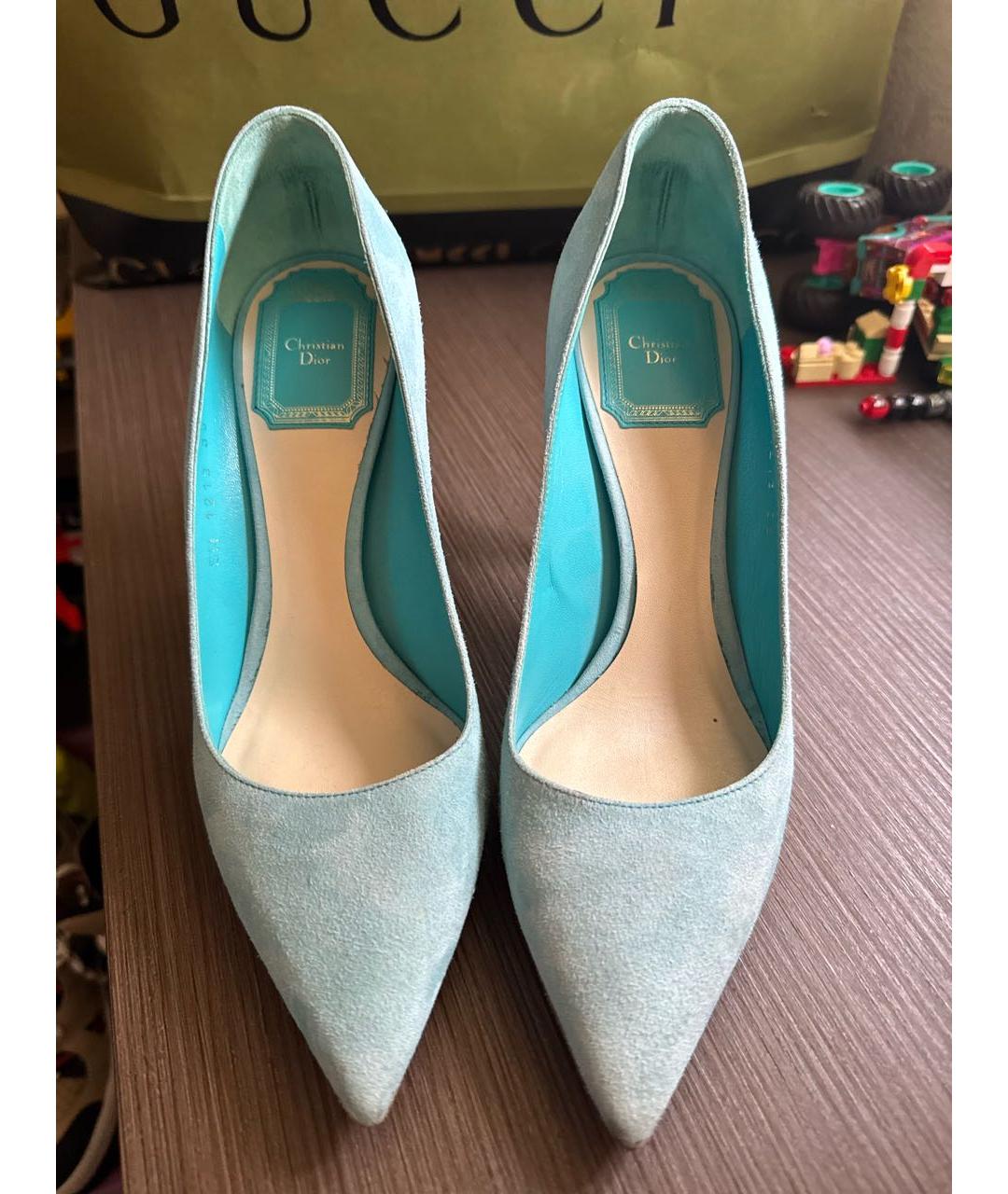 CHRISTIAN DIOR Бирюзовые замшевые туфли, фото 7