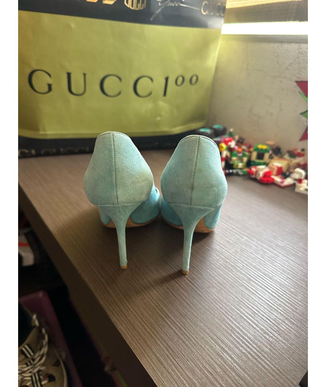 CHRISTIAN DIOR Бирюзовые замшевые туфли, фото 4