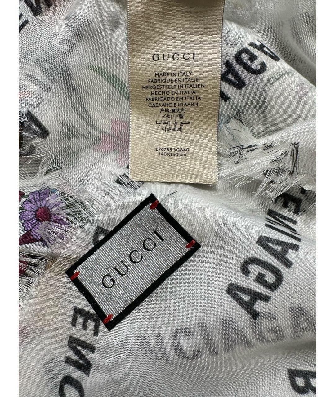 GUCCI Белый хлопковый платок, фото 7