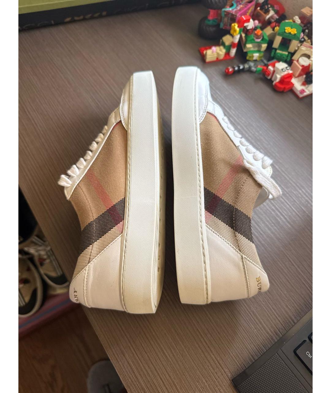 BURBERRY Белые кожаные кеды, фото 5