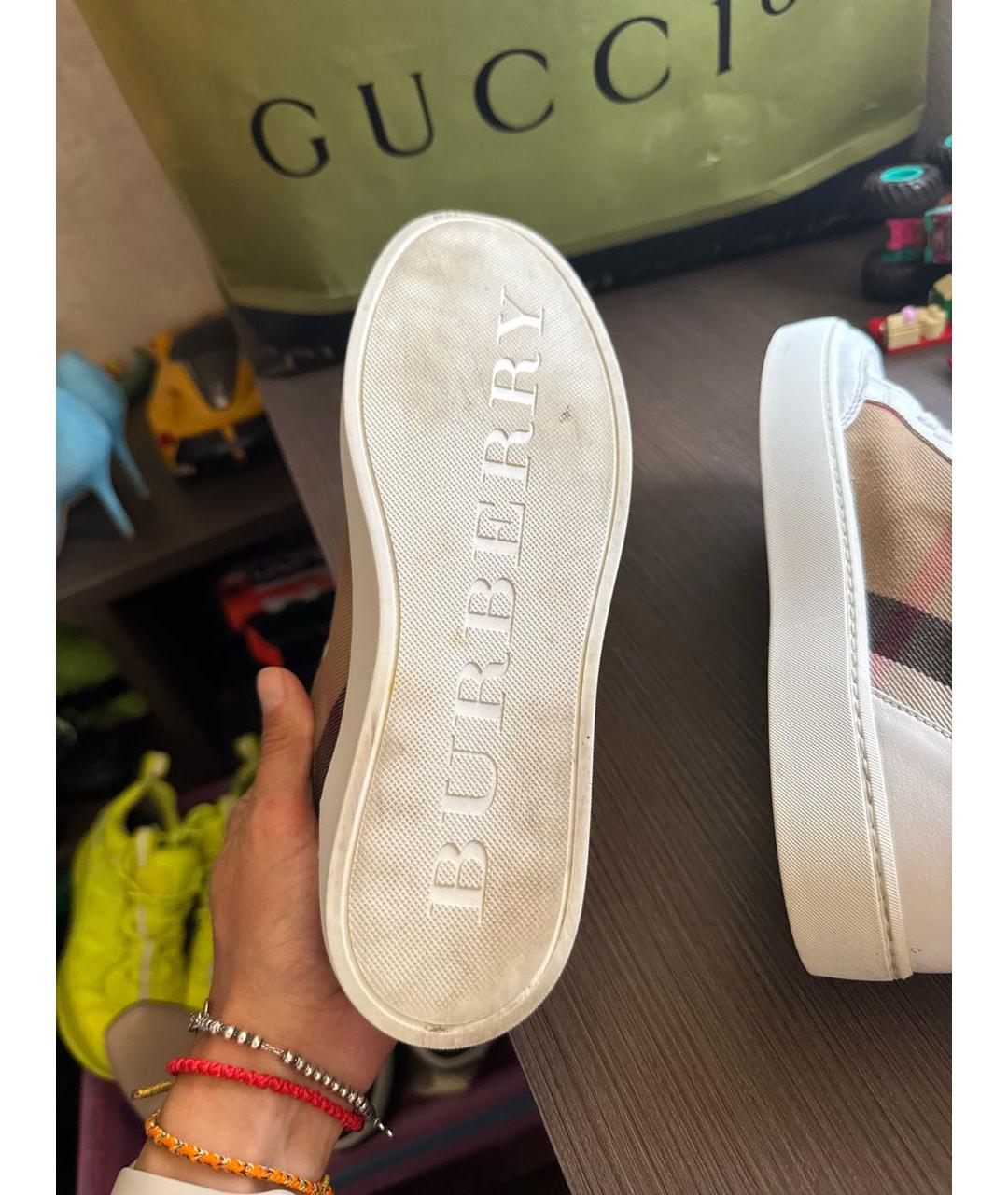 BURBERRY Белые кожаные кеды, фото 6
