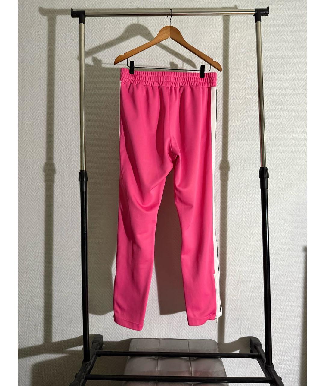 PALM ANGELS Розовые полиэстеровые прямые брюки, фото 3