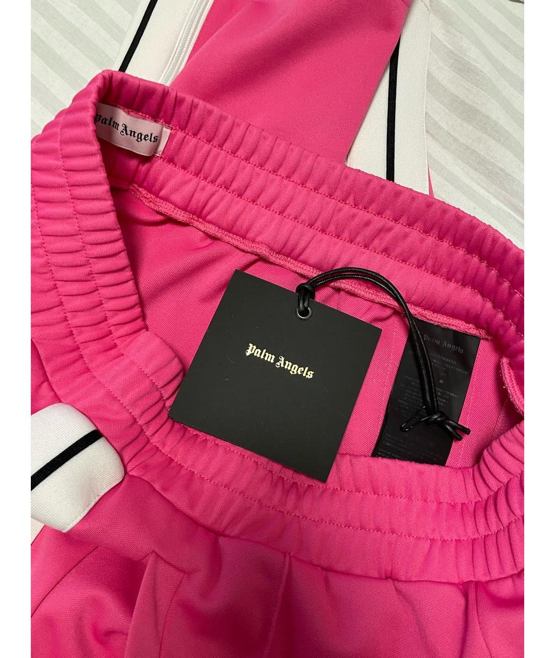 PALM ANGELS Розовые полиэстеровые прямые брюки, фото 4