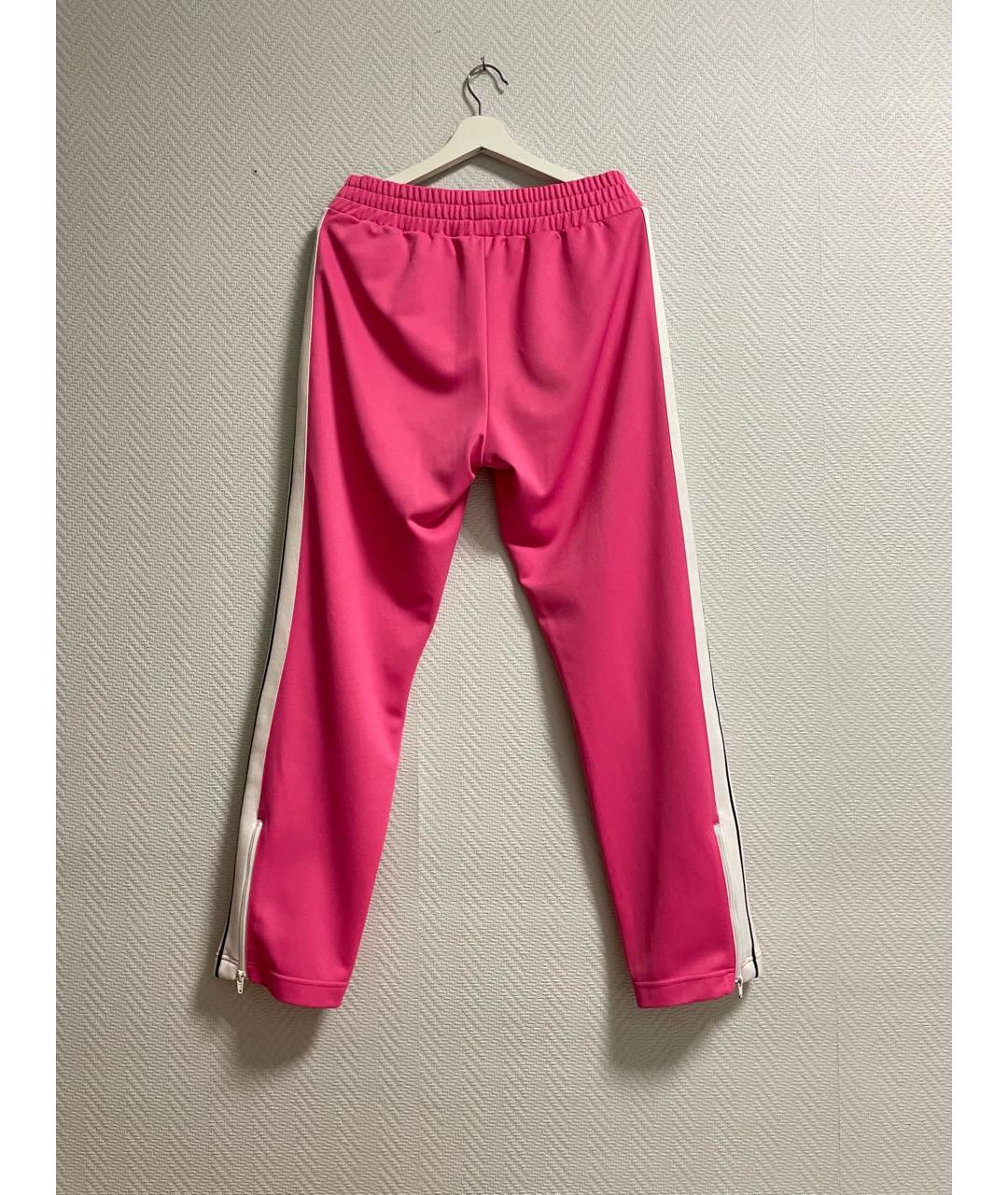 PALM ANGELS Розовые полиэстеровые прямые брюки, фото 3