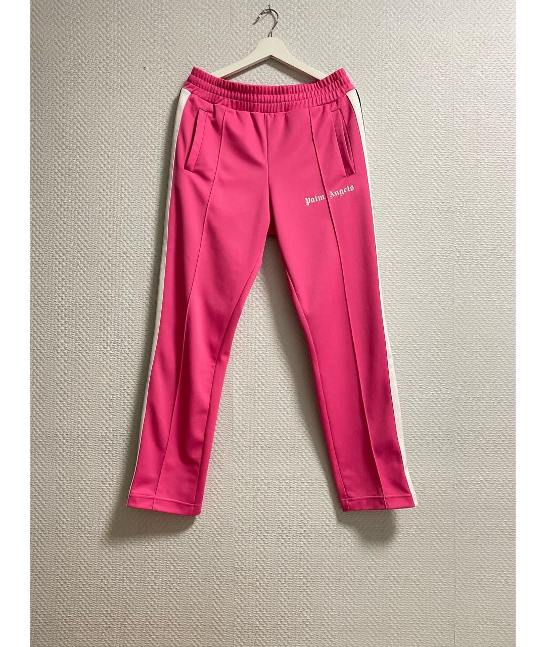 PALM ANGELS Розовые полиэстеровые прямые брюки, фото 2
