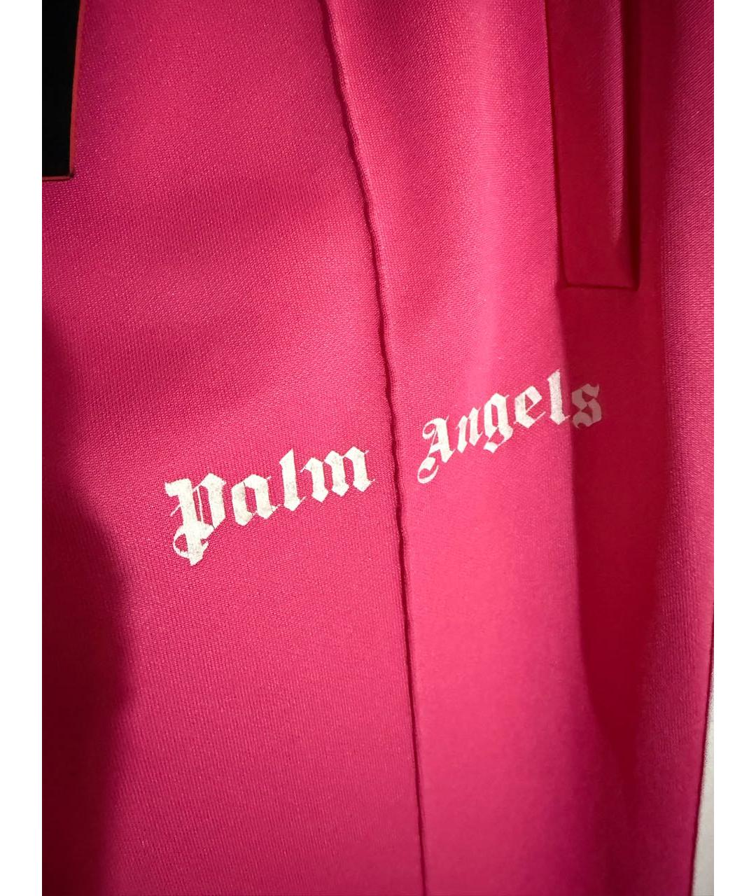 PALM ANGELS Розовые полиэстеровые прямые брюки, фото 4