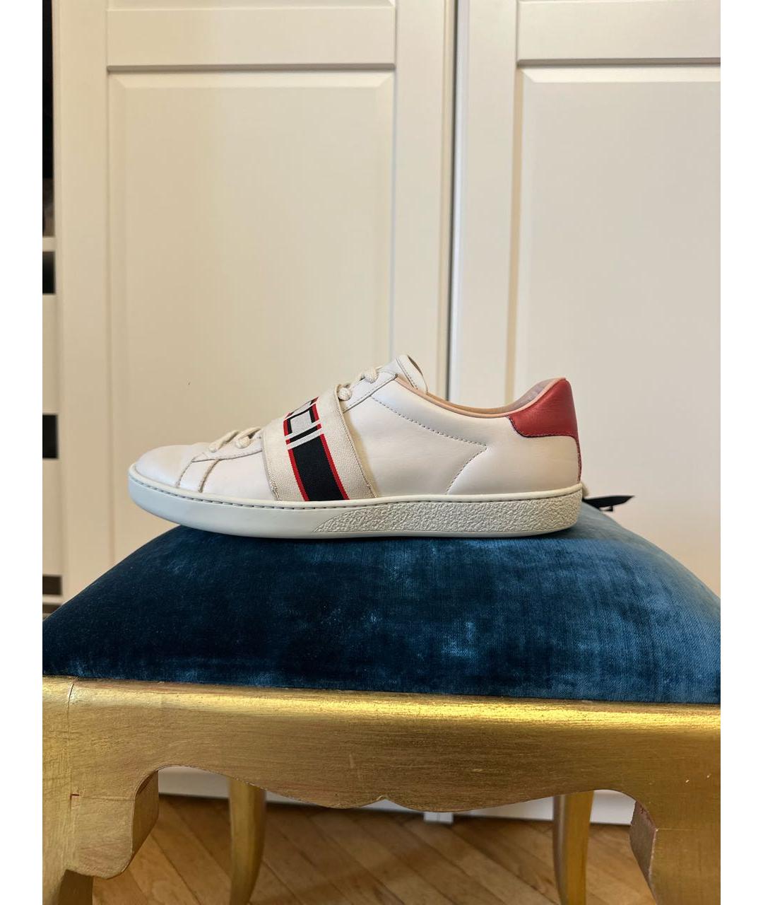 GUCCI Бежевые кожаные кеды, фото 7