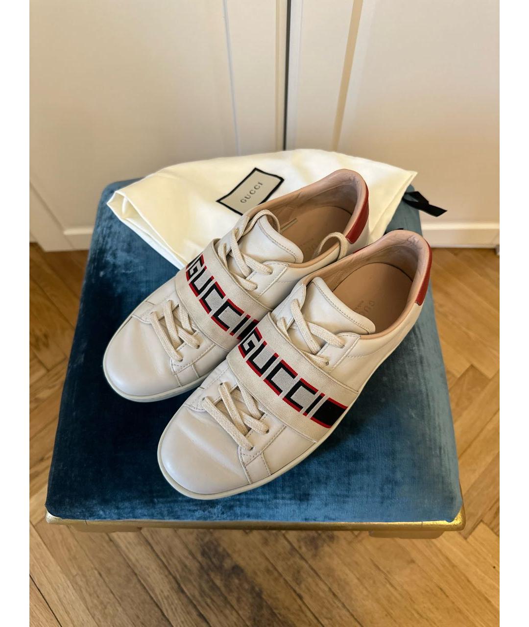 GUCCI Бежевые кожаные кеды, фото 5