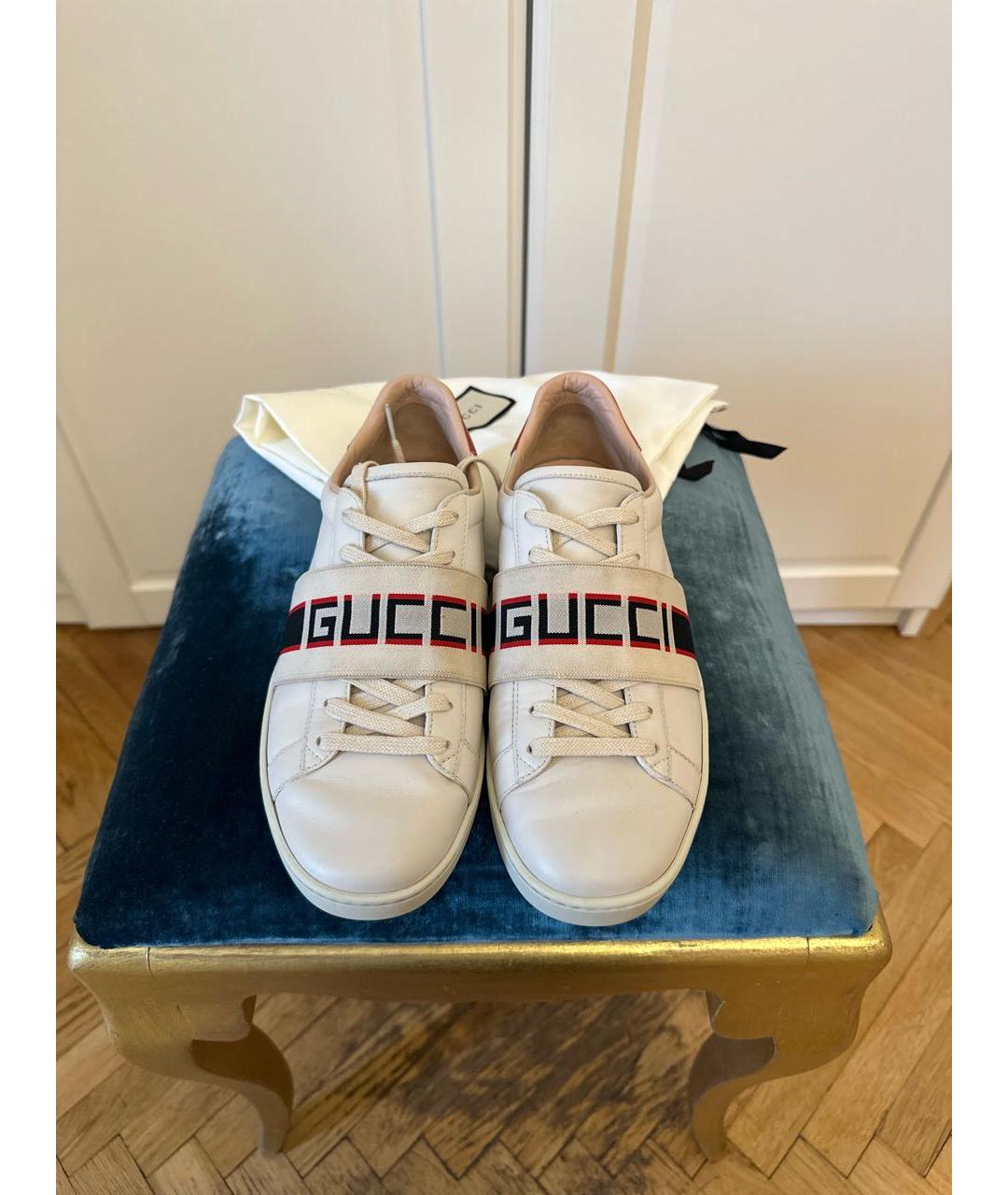 GUCCI Бежевые кожаные кеды, фото 2