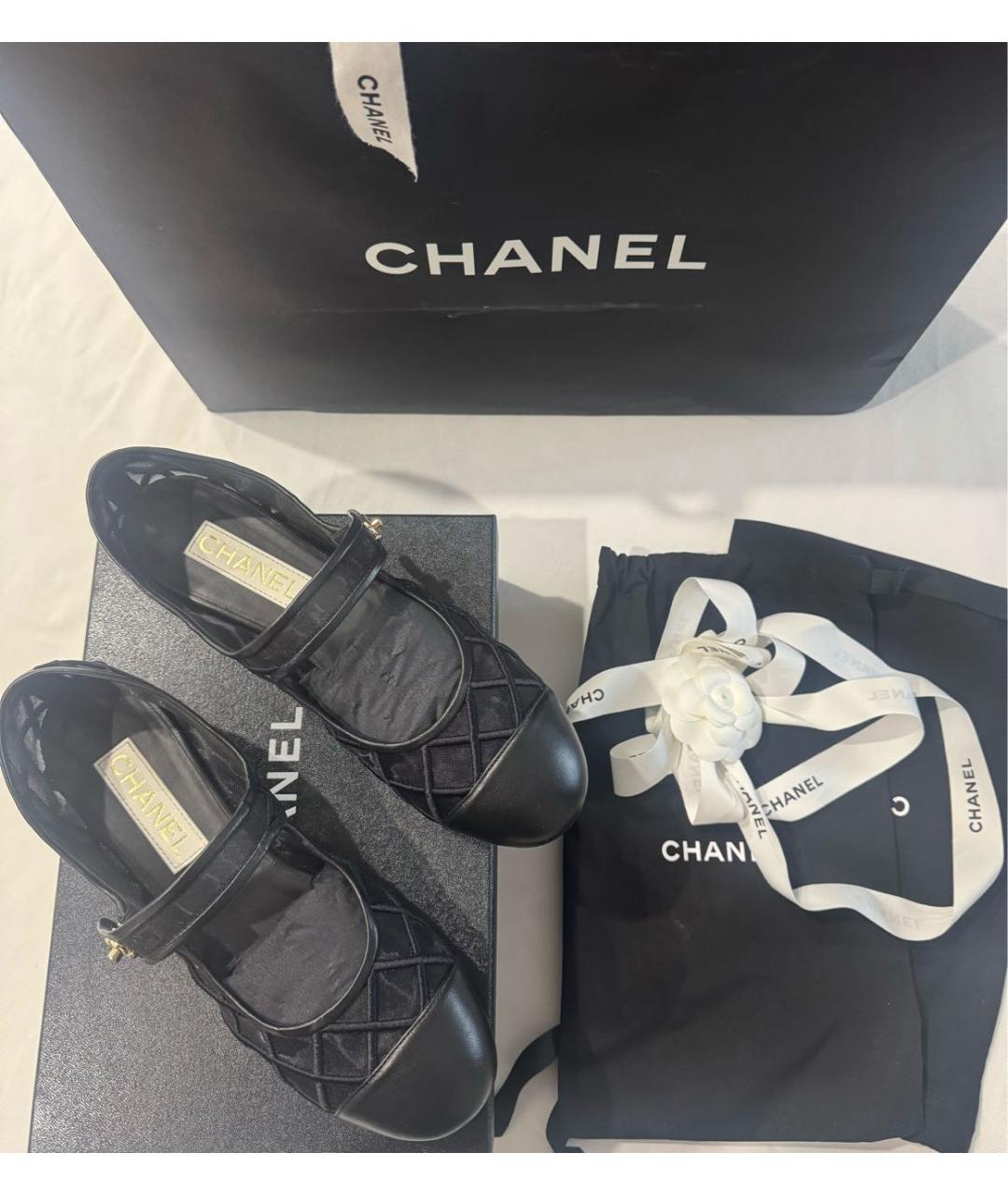 CHANEL Черные текстильные балетки, фото 3