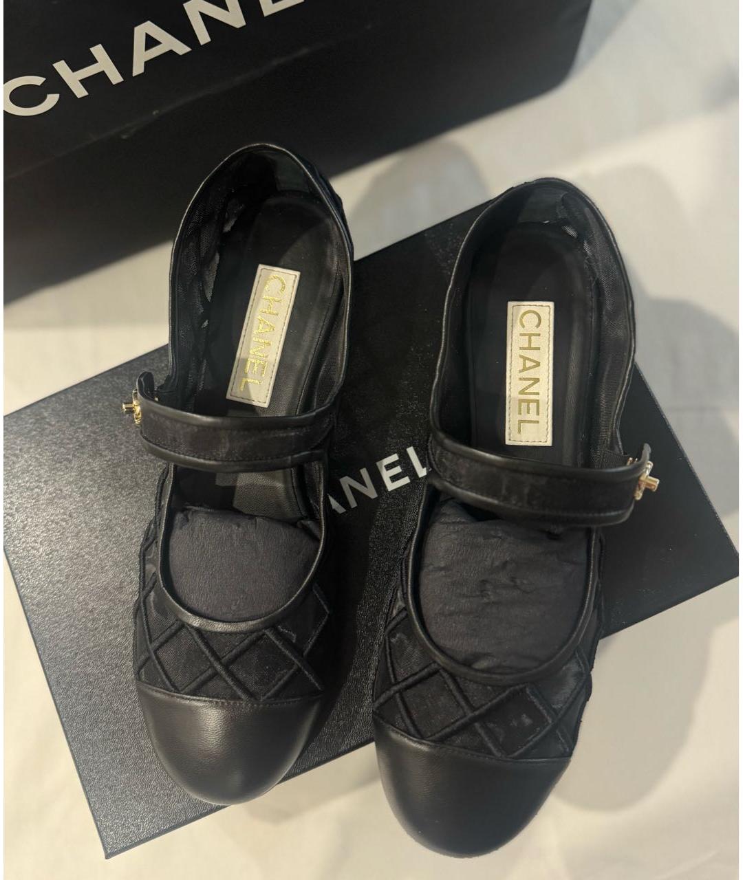 CHANEL Черные текстильные балетки, фото 2