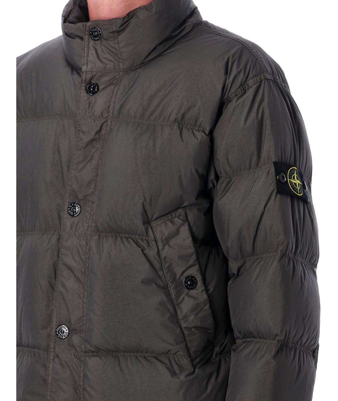 STONE ISLAND Серый полиамидовый пуховик, фото 3