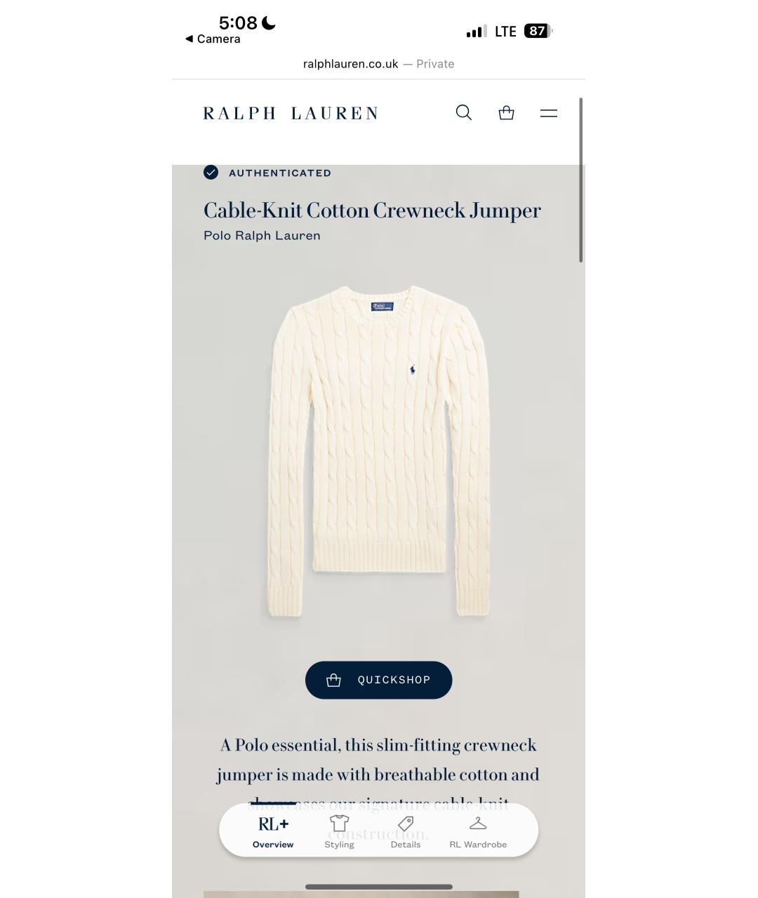 POLO RALPH LAUREN Бежевый хлопковый джемпер / свитер, фото 5