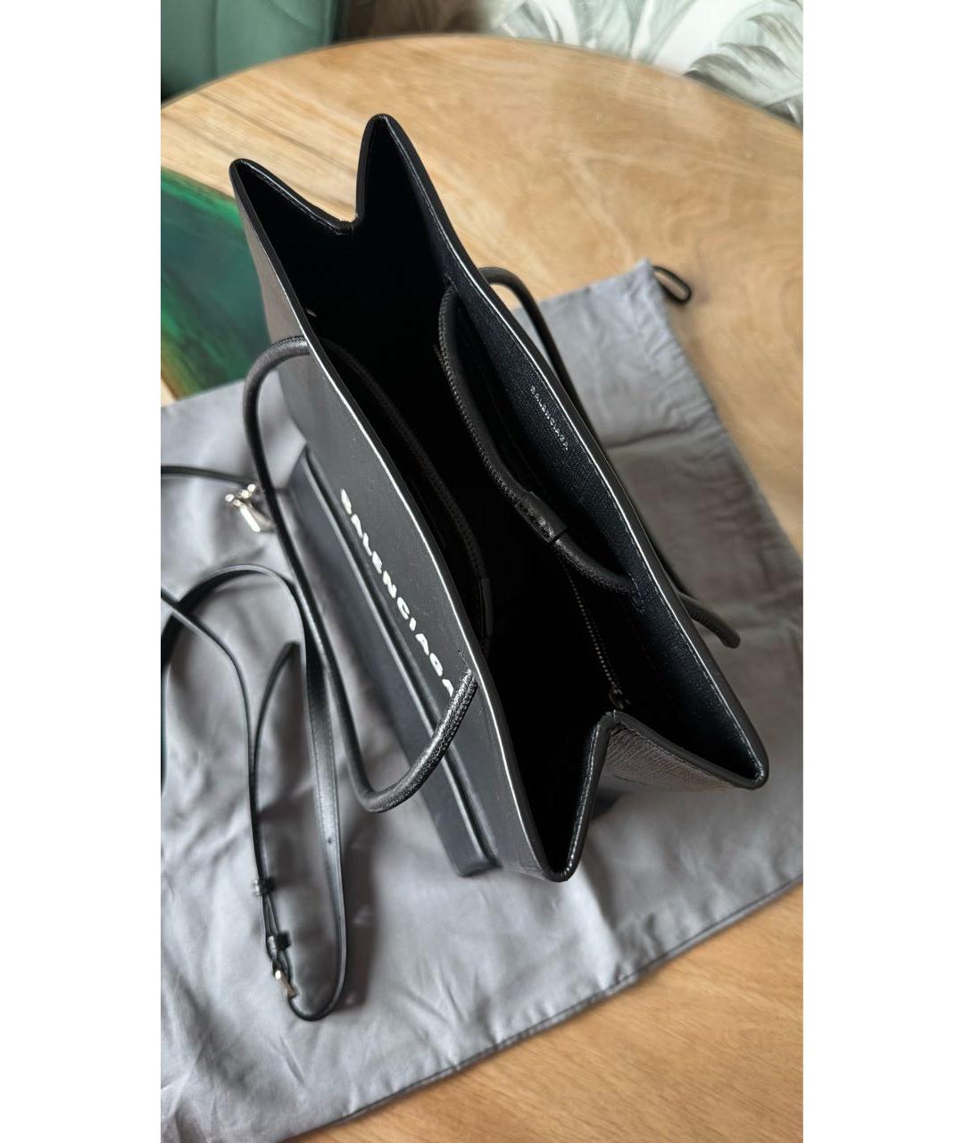 BALENCIAGA Черная кожаная сумка с короткими ручками, фото 7