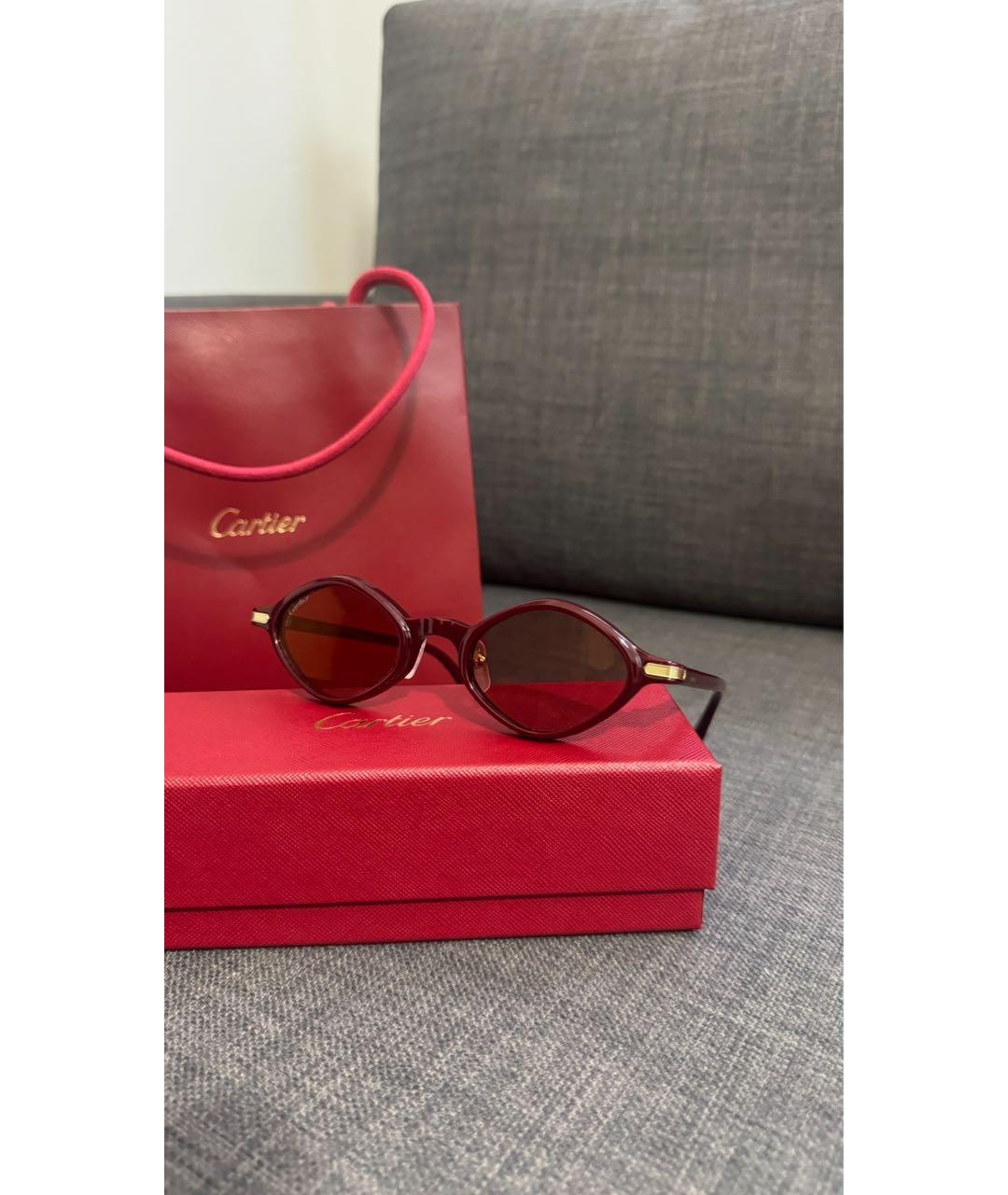 CARTIER Бордовые пластиковые солнцезащитные очки, фото 2
