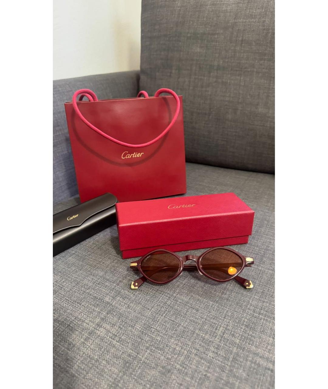 CARTIER Бордовые пластиковые солнцезащитные очки, фото 4